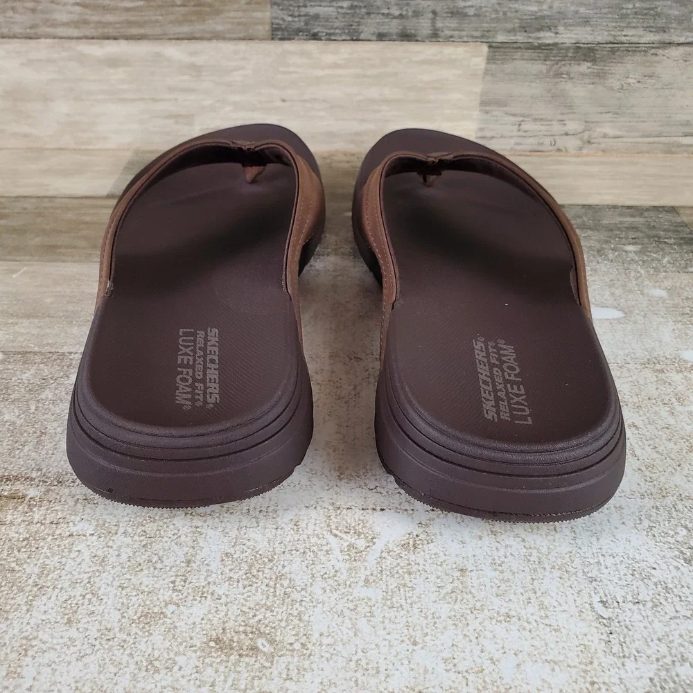 Skechers Patino Marlee Mens Flip Flop Sandals Sz 13 Chocolate Slip On Open Toe